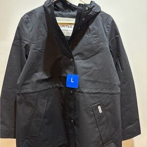 HUNTER LADIES WATER RESISTANT COTTON BLACK SMOCK BLACK LARGE JACKET  NWT
